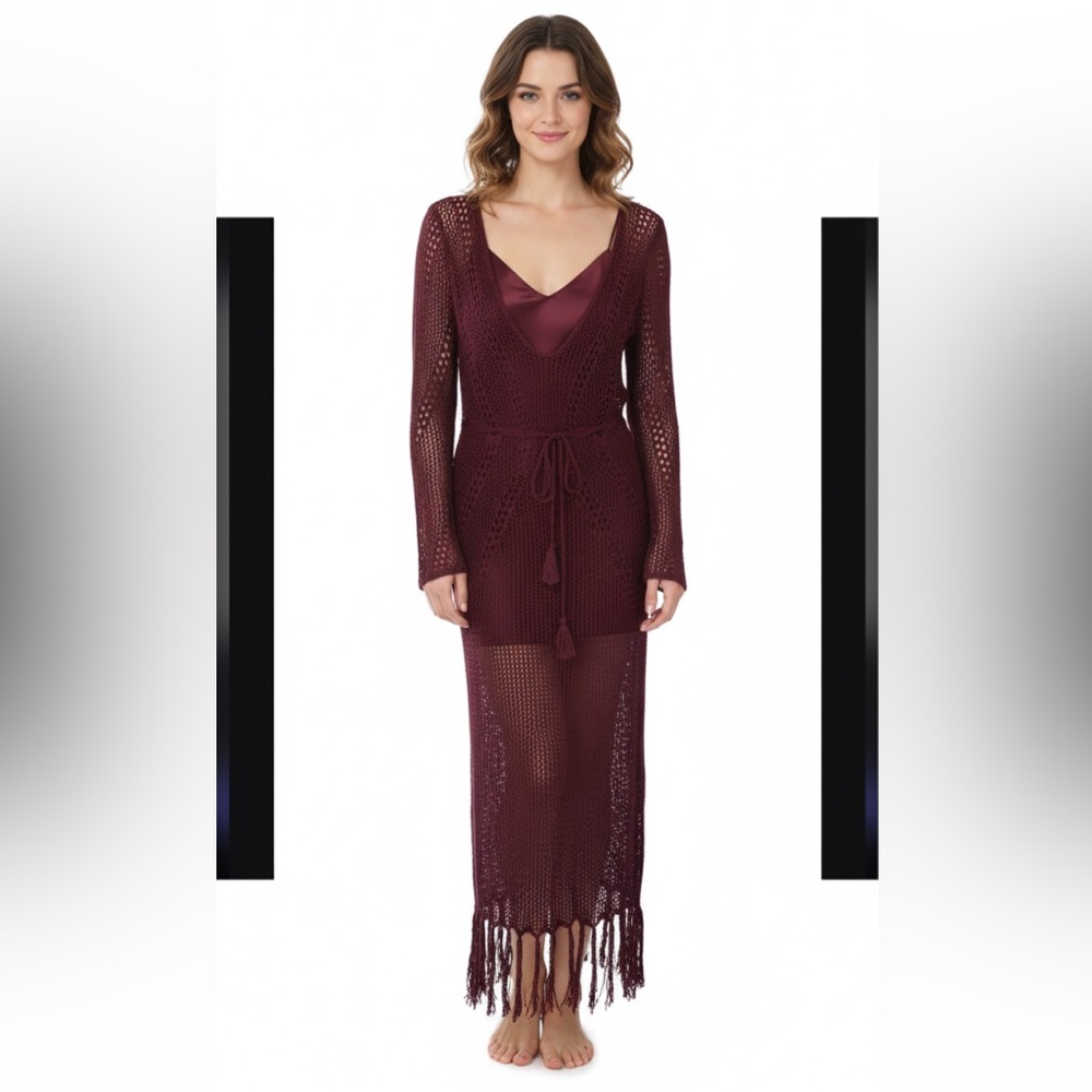 Y2k Crochet Magenta Maxi Dress